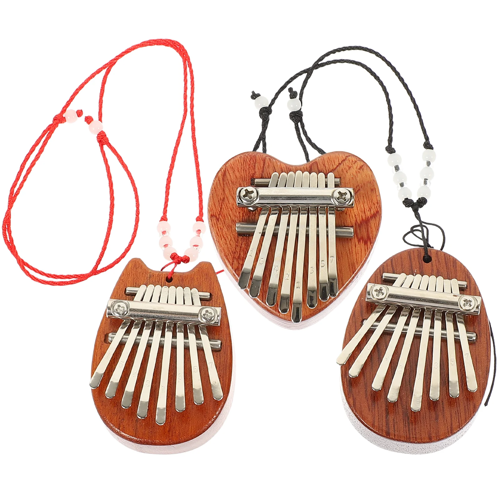 3 Pcs 8 Tone Thumb Piano Mini Finger Kids Music Plaything Kalimba Beginner Musical Instruments Miniature Wooden Child