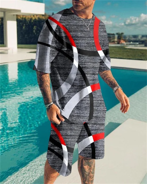

New Summer Men Suit Fashion Jogging Training Suit 2-piece Set Men Street Short Shirts Shorts Pants Casual Oversized Clothes