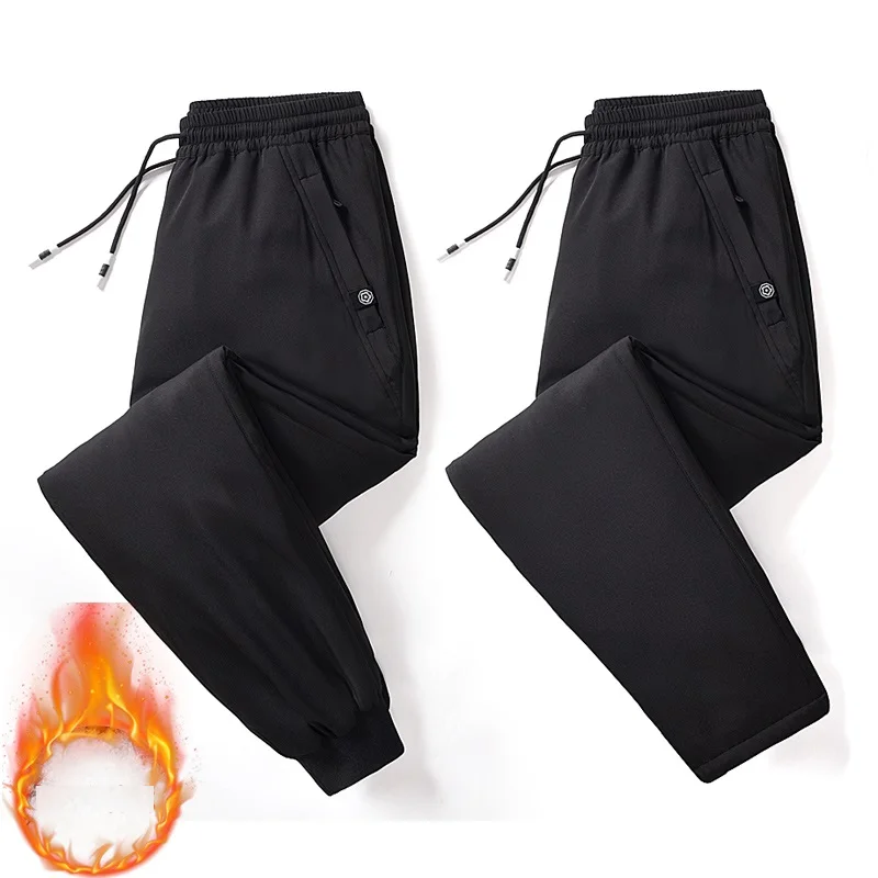

-20 Degree Down Pants Men Jogging Casual Thick Fleece Trousers Zip Pockets Winter Sweatpants Waterproof Male Thermal Trouser 7XL