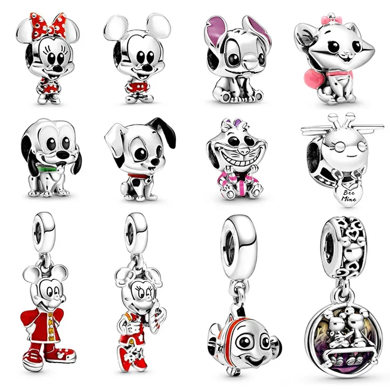 

NEW Disney Hot Sale Charm Original Minnie Mickey Stitch Cartoon Animation Beading Pendant Boy Girl Cute Birthday beads Gifts