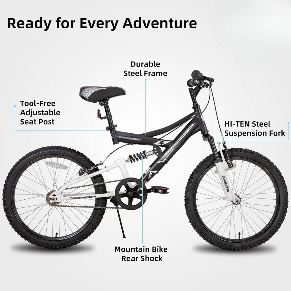 

Kids' Bike for Boys Girls Ages 7-13 Years Old, Dual-Suspension Kids Mountain Bike with Dual Handbrake & Kickstand