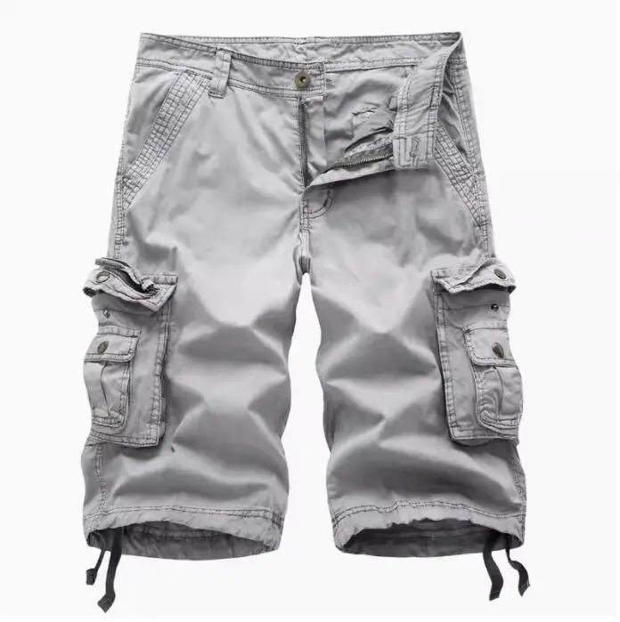 thumbnail image 1 of Pantalones cortos holgados informales de verano para hombre, talla grande, capri con múltiples bolsillos y sin cinturón, 1 of 4