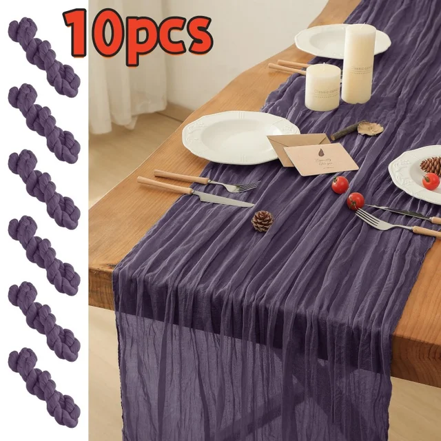 10Pcs Cheesecloth Table Runner Boho Gauze Table Runner 90x180cm Romantic Table Runner for Wedding Bridal Shower Birthday Party