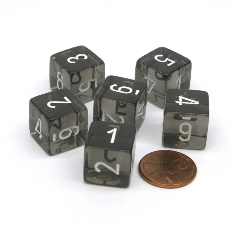 16MM Clearly Number 1 2 3 4 5 6 6-sided Digital Props Dice Number 1-6 Transparent D6 Dices for Board game 10Pcs 10Colors acrylic dice game dice dice set