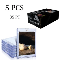 Set of 5 Premium Magnetic Card Holders with Acrylic Stands for Trading and Sports Cards Display (BULE without stands)