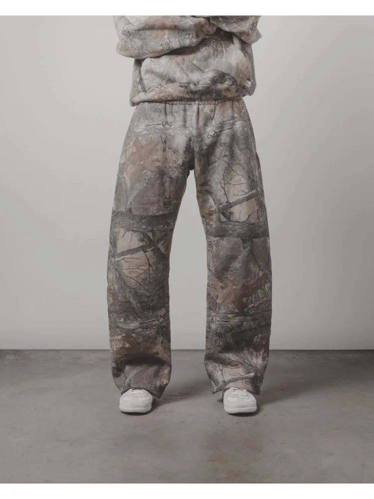 Pure Cotton Material Camouflage Jogger Sweat Pants Mens Embroidered Pattern High Street Casual Pant Oversized Loose Pants Women 5