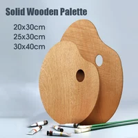 1 Pcs Wooden Palette,Oval And Square Solid Wood Panels,Suitable For Oil Painting,Gouache,Acrylic And Other Pigments 1