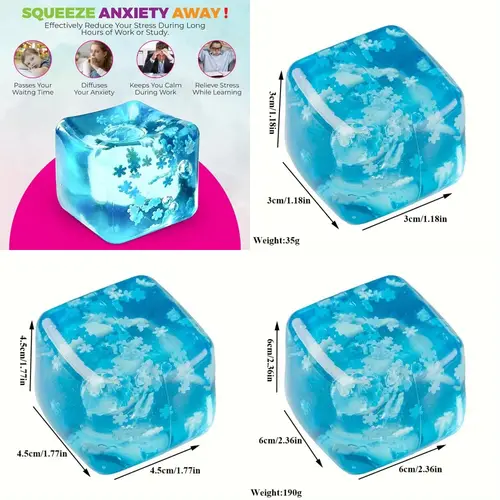 Squishy Ice Cube Fidget Toys, Stress Relief Ball for Adults Kids Anxiety, Sensory Toys for Autism ADHD, Easter Christmas Gift - Image 2