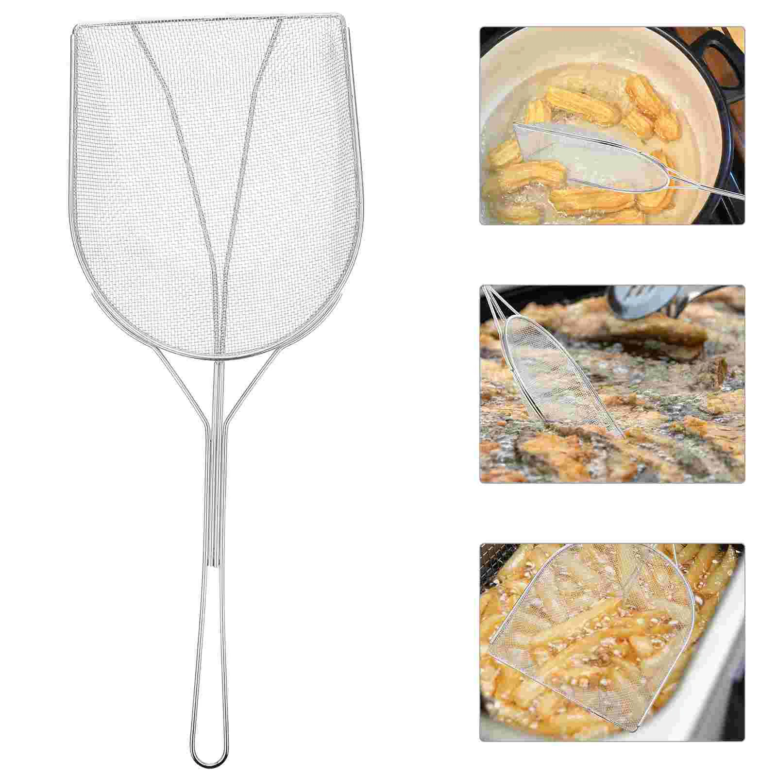 

Hemoton Square Tool Fine Mesh Strainer Stainless Steel Sieve Sifters Skimmer Kitchen Mesh Colander Strainer Oil Slag Scoop Flour