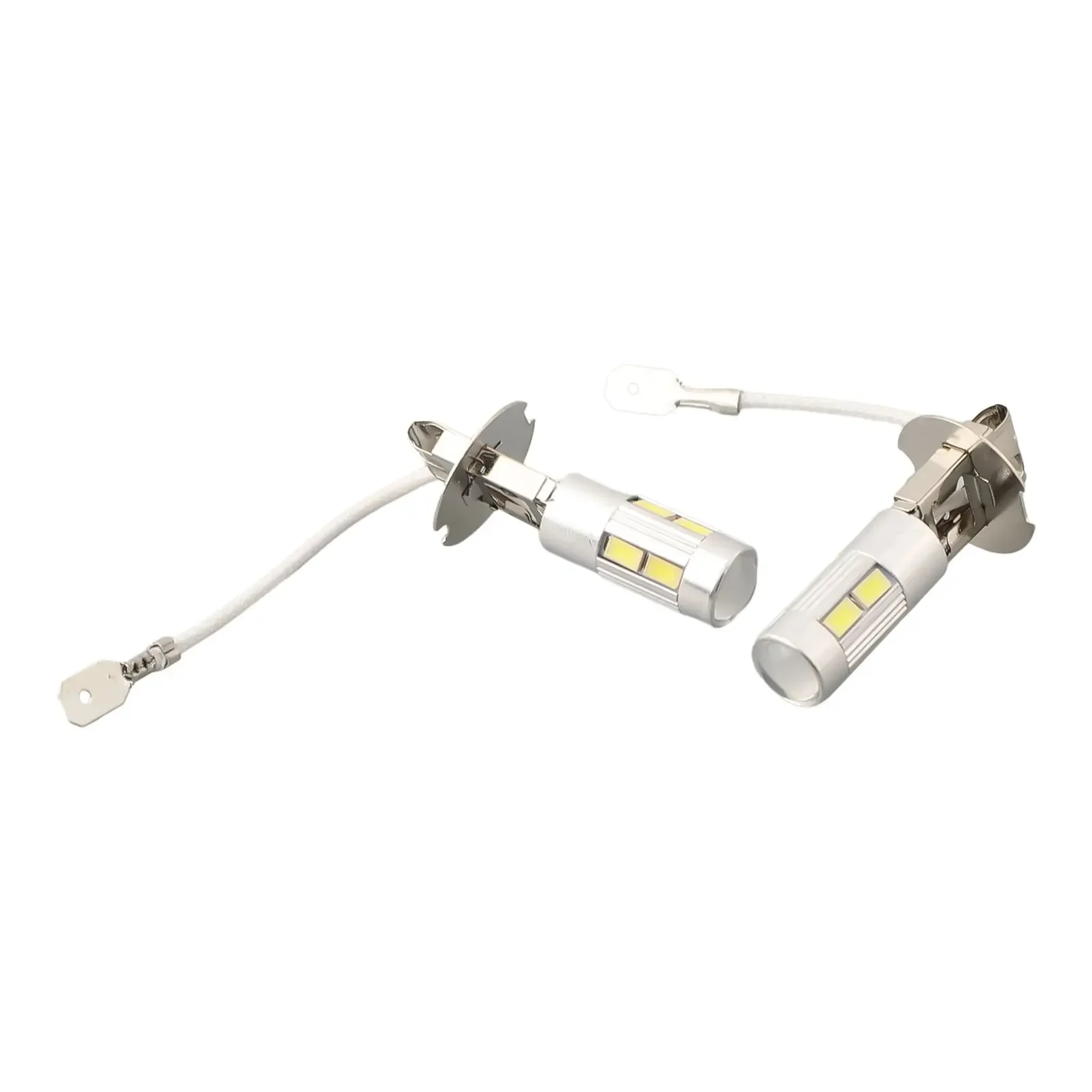 H3 LED 자동차 조명 알루미늄 합금 10SMD 5630 범용 자동 안개등, 흰색 주행 DRL 자동 램프, 12V 플러그 앤 플레이 실버, 2 개