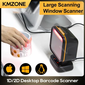 Scanner desktop quadrato Codice QR 1D 2D Lettore a matrice dati con rilevamento automatico omnidirezionale Supermercato a velocità elevata
