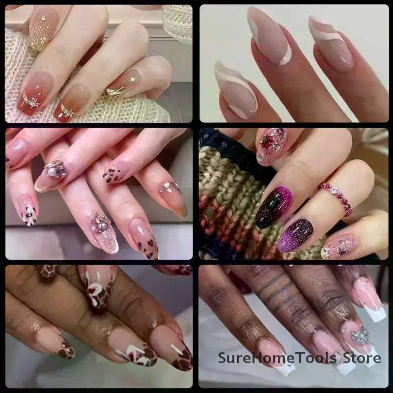 100Pcs/box Single Size Full Cover False Nail Tips Clear Press On The Tip Nail Extension Short Trapezoid Rllipse Almond Style