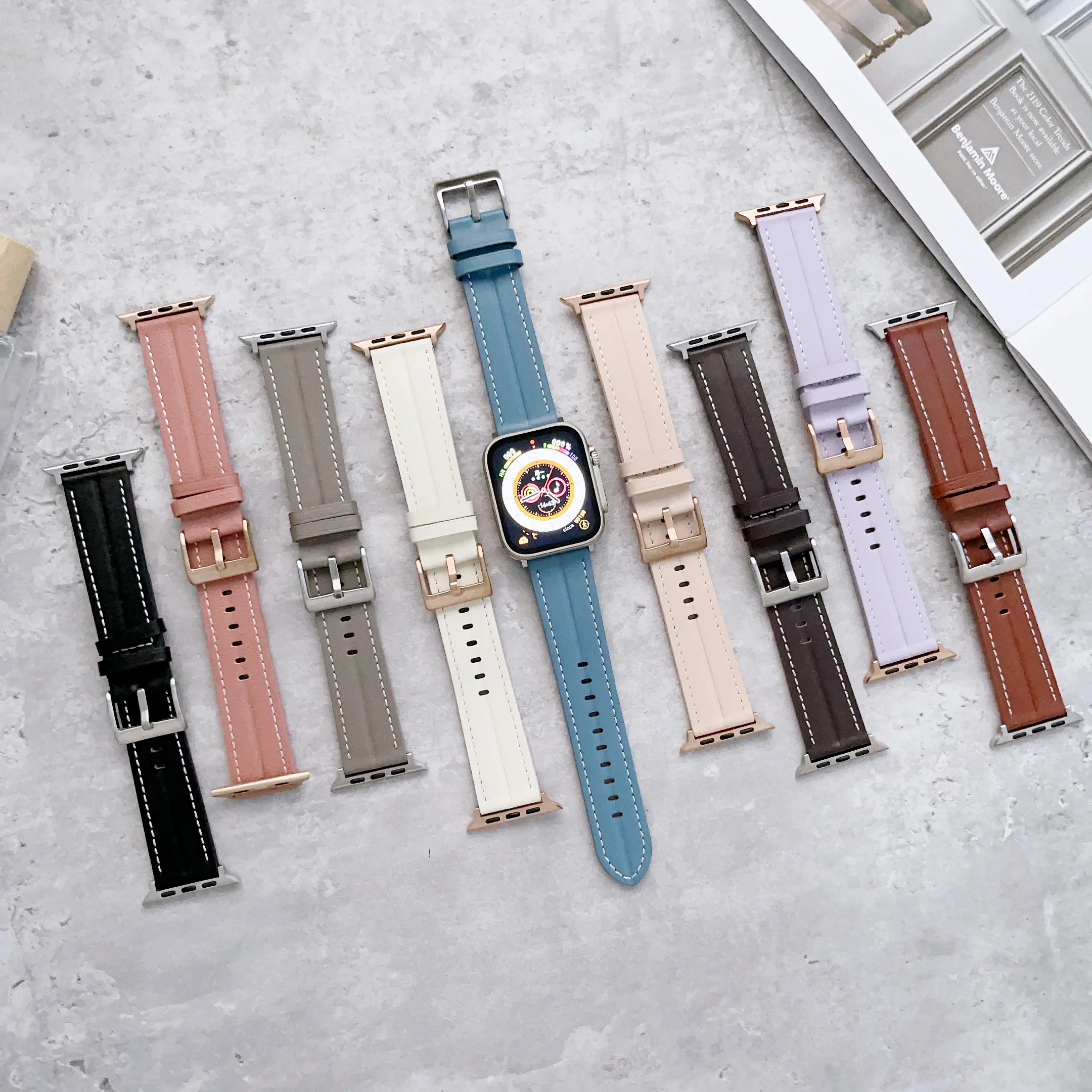 Leather Strap For Apple Watch Band UItra 49mm 8 7 45mm 41mm Manual Needlework Belt iWatch 6 5 4 3 SE 44mm 42mm 40mm 38mm Correa
