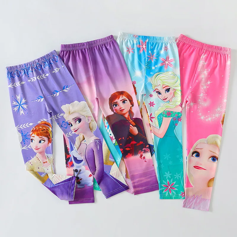 

2-7year Frozen Girls Leggings fashion cartoon Girls Pants Student Casual Wear