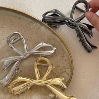 New Vintage Ribbon Bow Hair Claws Metal Hair Clips Crab Headwear Hairpins Shark Ponytail For Women Hair Accessories Barrettes 6