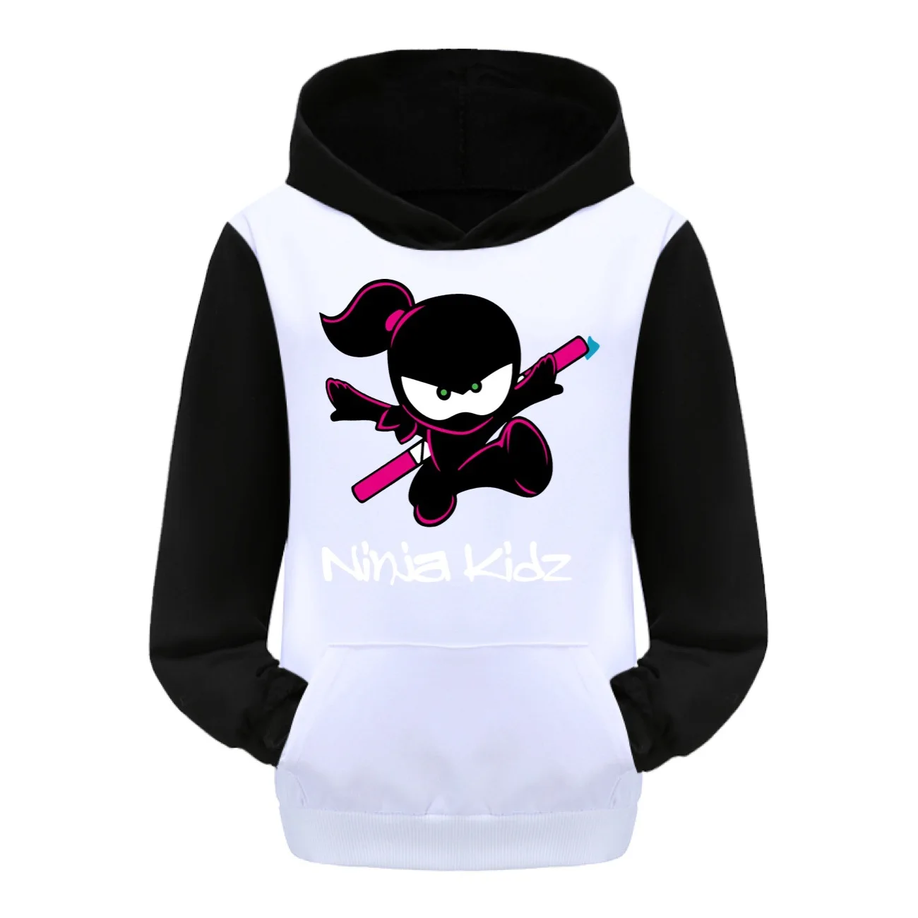 NINJA KIDZ-Moletons com capuz infantil com bolso, capuz de algodão, pulôver casual, camiseta gráfica Hip Hop, roupas fashion para meninos e meninas