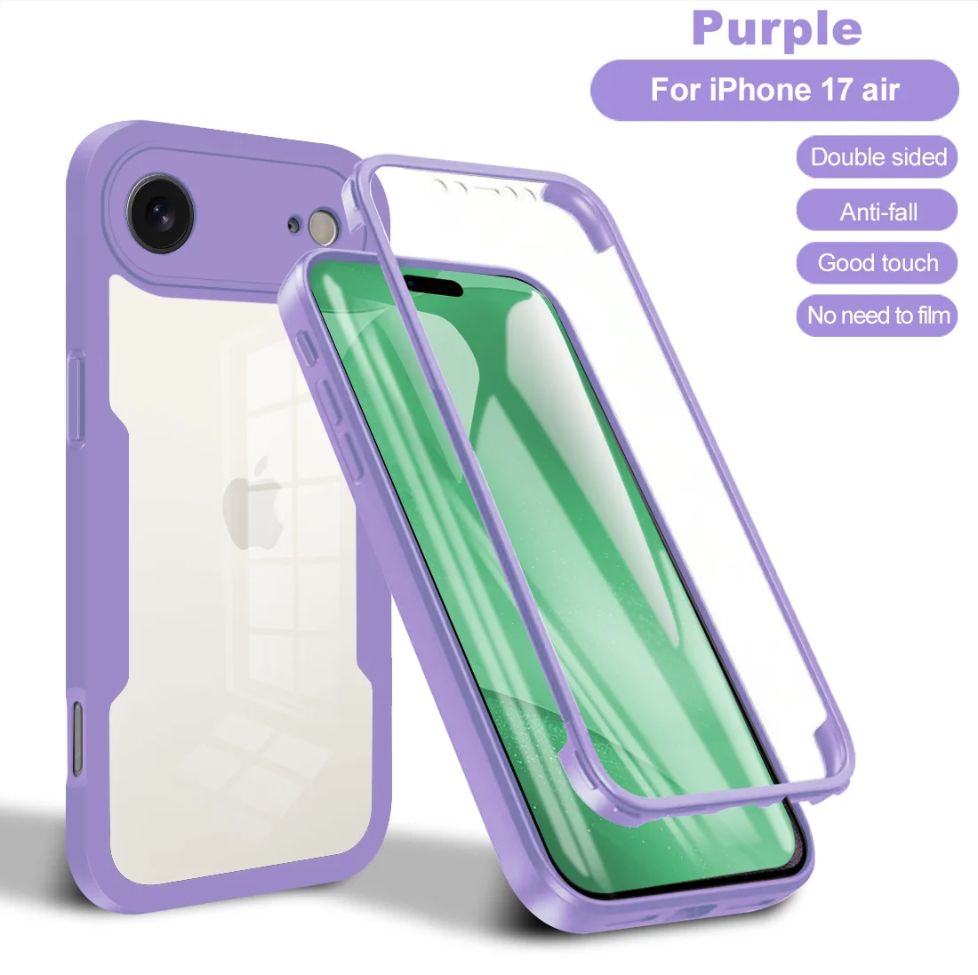 Full Cover Shockproof Clear Case with 360° Front and Back Protection