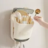 Wall-Mounted Dustproof Chopstick Holder Multi-functional Cutlery Holder Kitchen Knife Fork Spoon Container with Lid for Drainage 3