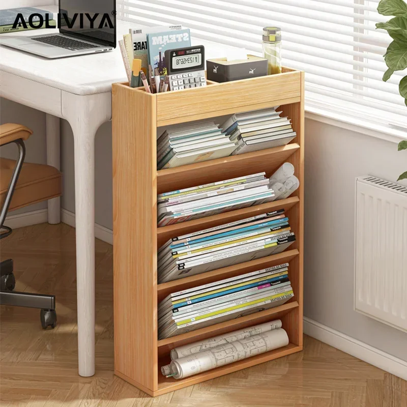 

SH AOLIVIYA Desk Side Shelf Desk Small Bookshelf Study Table Gap Classroom Office Bookcase Magazine Storage Rack