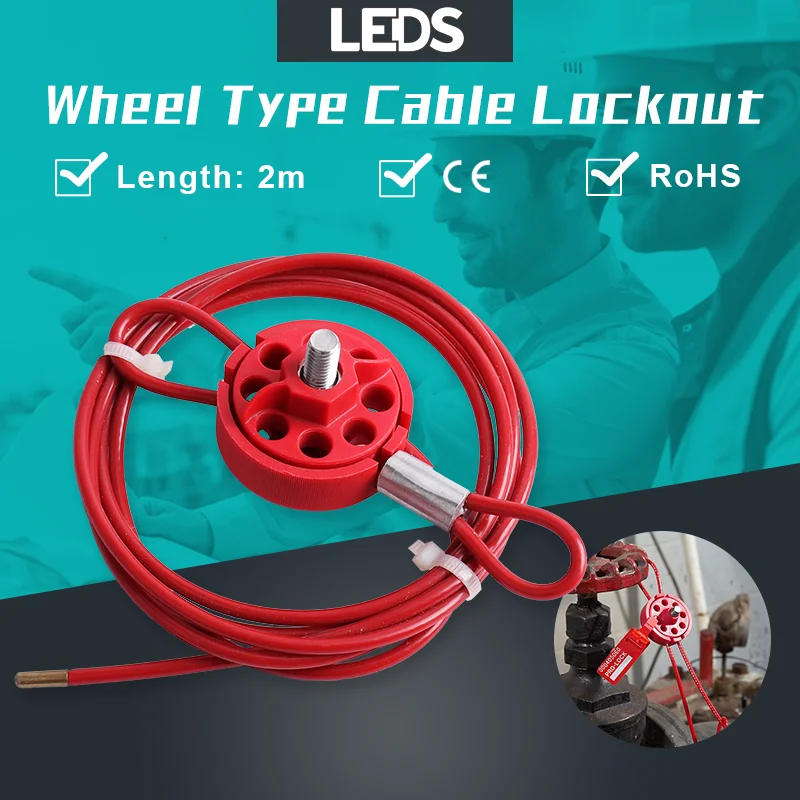 

Wheel Cable Lockout Adjustable Universal Cable Lock Steel Wire With PVC Industrial Safety Valve Shutdown Maintenance LOTO Device