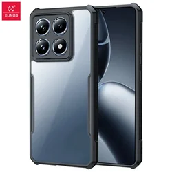 Xundd Airbag Shockproof Crystal Clear PC TPU Frame Back Anti-Knock Protective Case for Xiaomi 14T (Black)