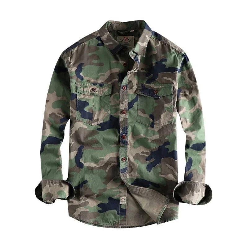 

Men Camouflage Cargo Shirts High Quality Durable Outdoor Hiking Sport Daily Military Style Casual Youth Pocket Breasted Camicia