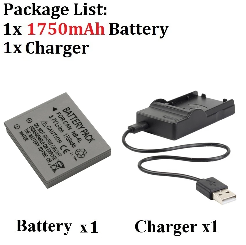High-Capacity Rechargeable Battery 1750mAh for Canon Digital Cameras