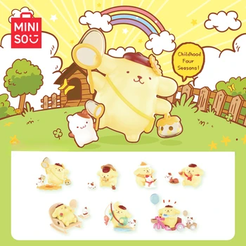 MINISO Sanrio Blind Box Pompompurin Childhood Seasons Series Model Ornaments Birthday Gift Kawaii Animation Peripheral Toys 1