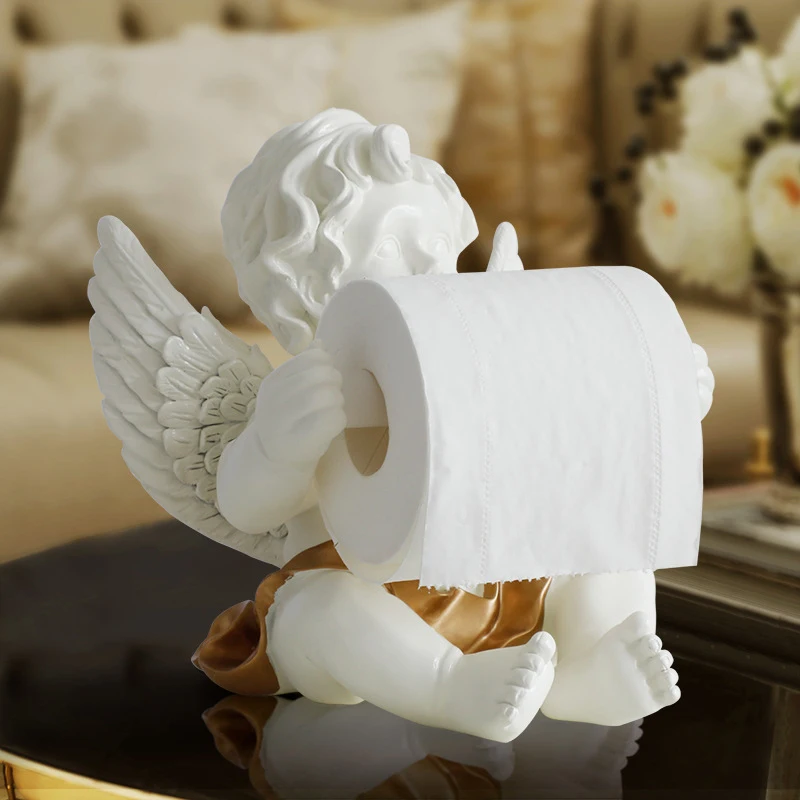 Sitting Angel Paper Towel Holder for Tabletop, Bathroom, Toilet Paper Roll Holder Tissue Roll Dispenser