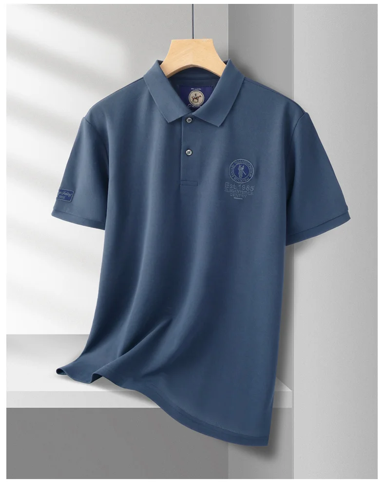 Hochwertiges Marken-Poloshirt für Herren mit Kurzarm, Modisches Rundes Abzeichen mit Geprägten Buchstaben, Atmungsaktives Sommer-Freizeitshirt mit Neuem Kragen – Detail 11