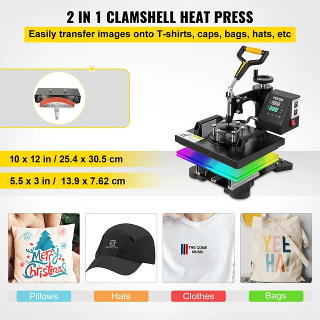 10x12 inch Heat Press Machine 10 x 10 Portable Easy Mini for T-Shirts  Transfe