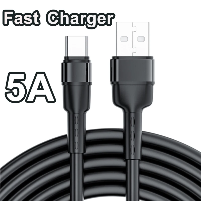 

USB 5A Liquid Silicone Data Cable Super Fast Charger For iPhone 15 Pro Xiaomi Redmi Huawei Samsung Type-C Wire Quick Charging