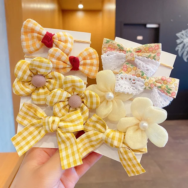 10pcs Hair Accessories Girls Scrunchies Aesthetic Lacos De Cabelo Infantil Bands Kids Headbands Bandes Bandeaux Elastiquec Cute