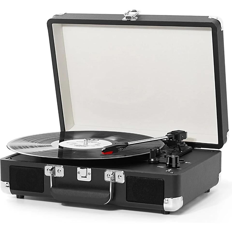 Portable Bluetooth Vinyl Record Player with Speakers