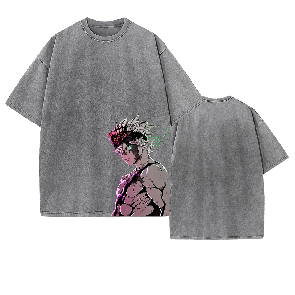 مانغا بلاك كلوفر أستا جرافيك تي شيرت خمر غسلها الم...