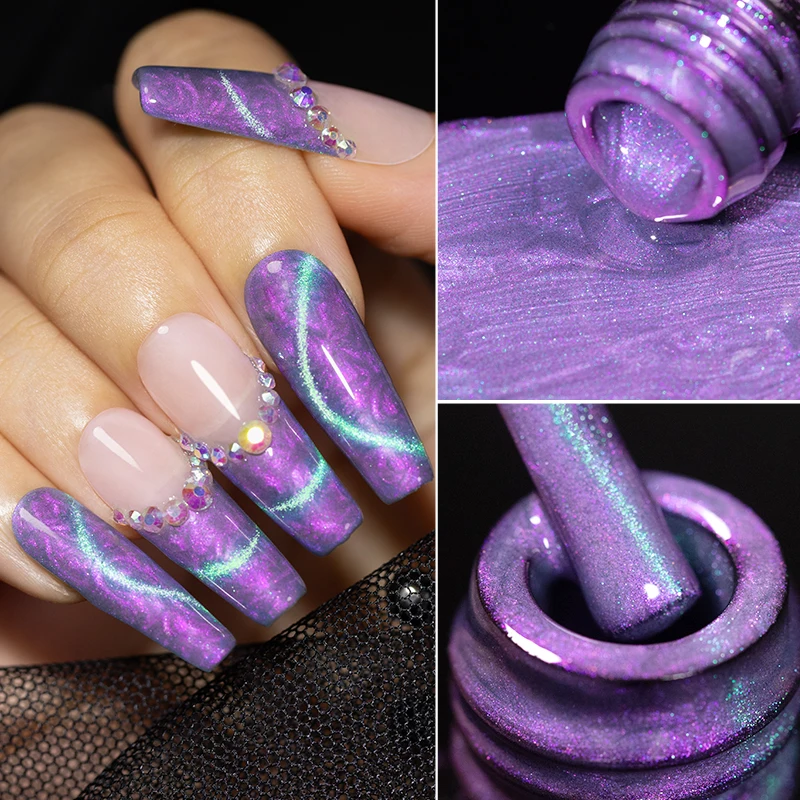 Aurora Polaris Shell Thread Cat Magnetic Gel Nail Polish Glitter Pearl Cat Eye Gel Semi-Permanent Nail Art Varnish For Manicure