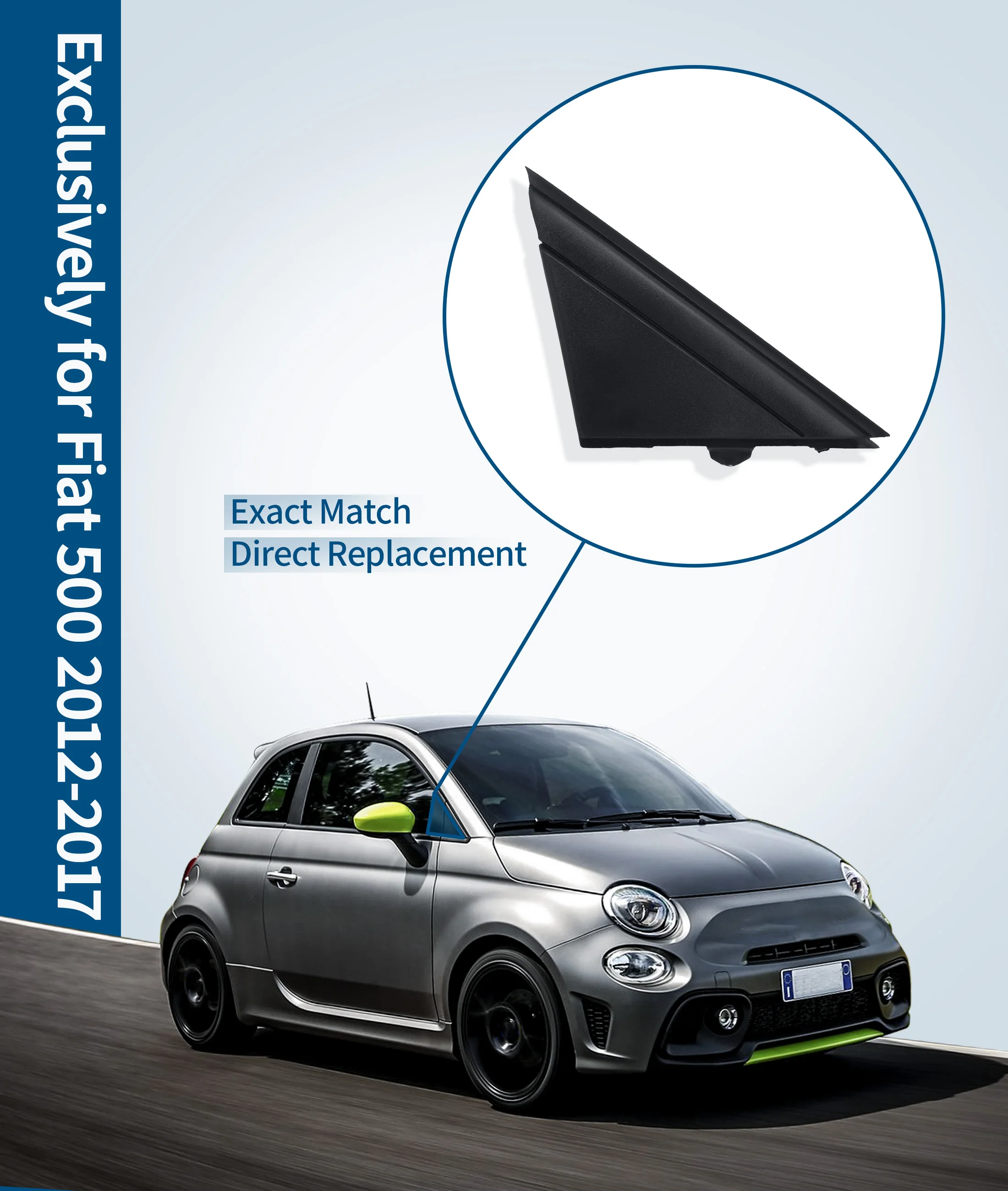 Molding Door Mirror Triangle plate Cover For FIAT 500 2012-2017