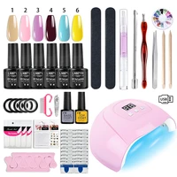 Nail Gel Polish Kit With UV Nail Lamp Soak Off UV LED Nails Varnish Set Semi Permanent Nail Art Gels Lacquer Manicure Tools Set 1