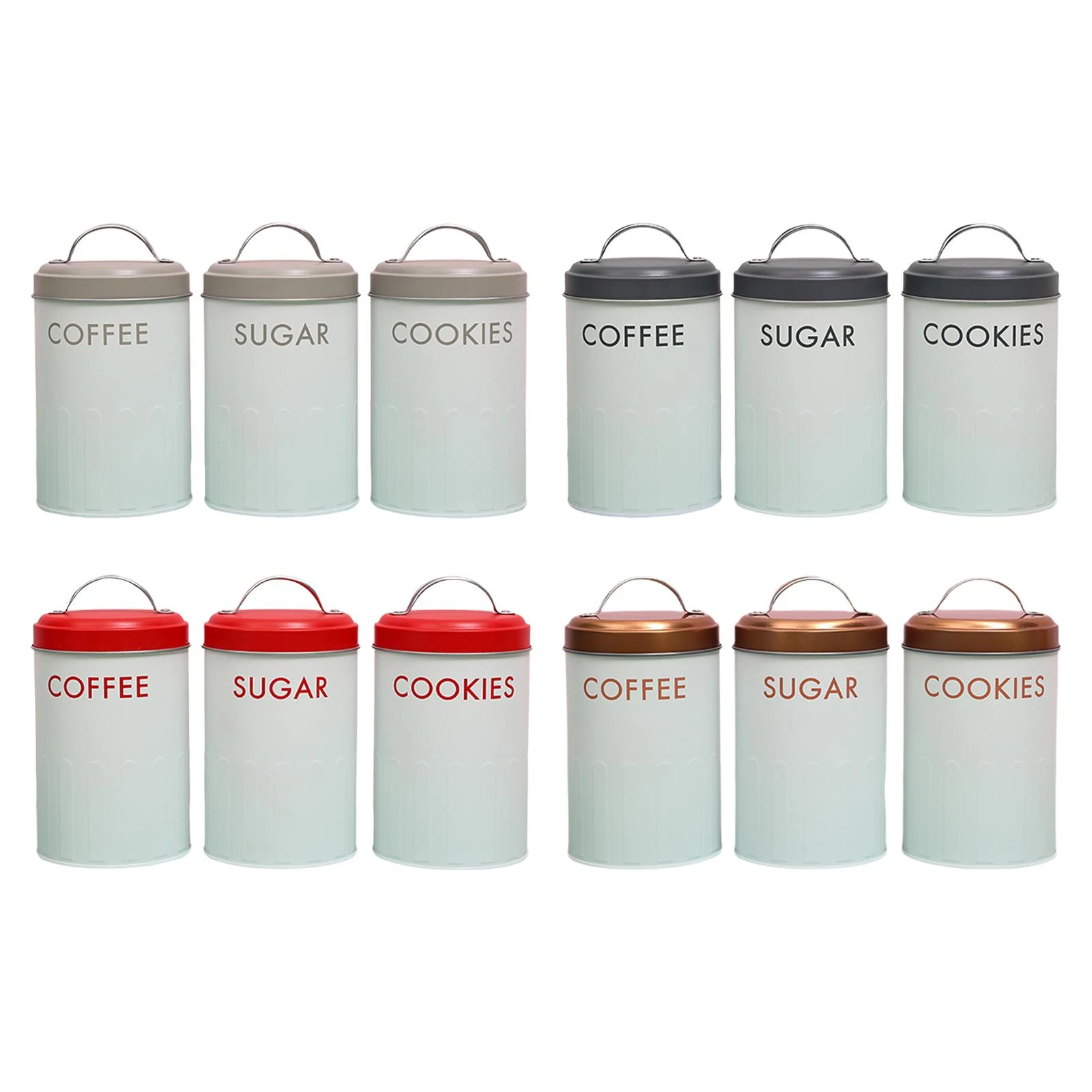 Tarros de Metal para almacenamiento de azúcar, con tapas, organizador con asa para encimera, almacenamiento de alimentos organizado, 3 piezas|Botellas y frascos de almacenamiento| - AliExpress