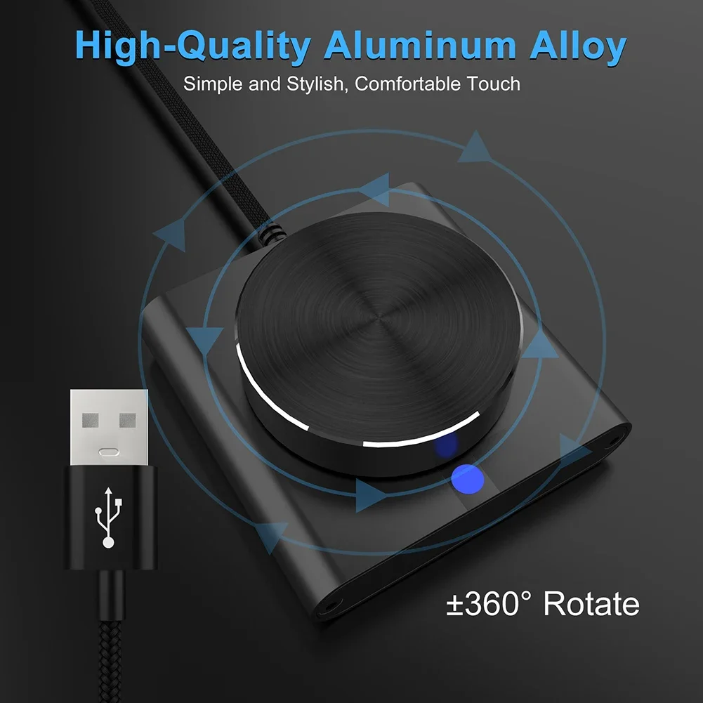 USB Volume Control Knob PC Computer Speaker Audio Volume Controller 2 Modes Volume Adjustment Knob with USB Cable for PC Laptop 3