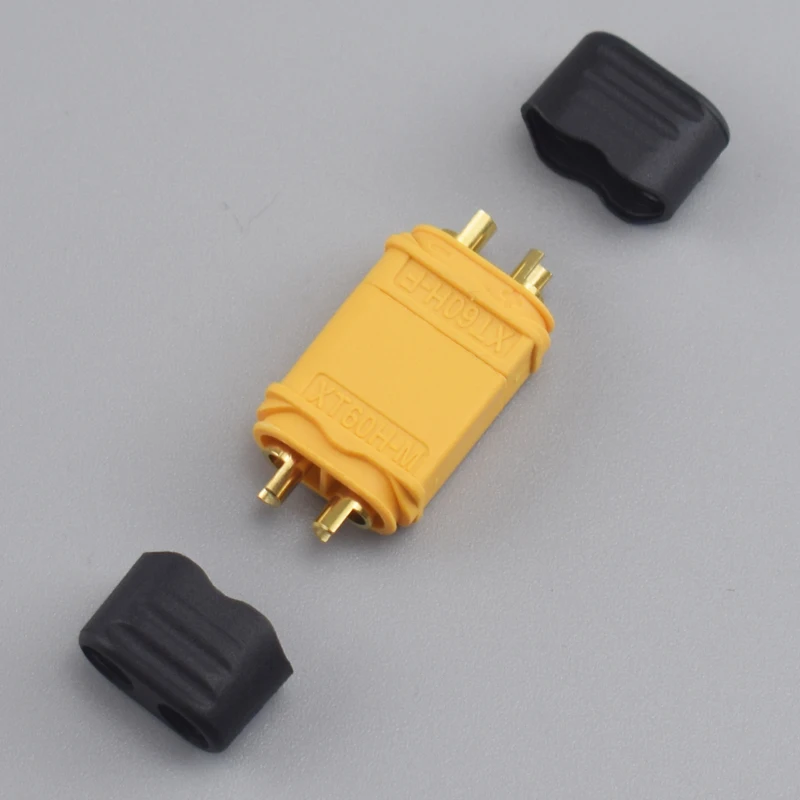 Connecteur XT60H femelle avec douilles et gaine isolante pour batterie LiPo RC.