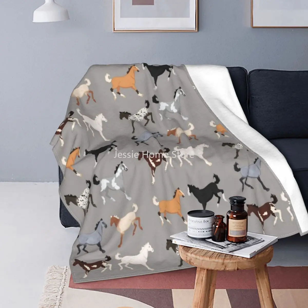 

All The Pretty Horses Blanket Flannel Printed Cute Multifunction Ultra-Soft Throw Blankets for Bedding Travel Bedspreads