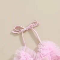 Toddler Baby Girls Bikini 2pcs Beach Swimwear Tulle Halter Camisole PP Shorts Bathing Suits Infant Summer Swimsuits 0-24 Months 3