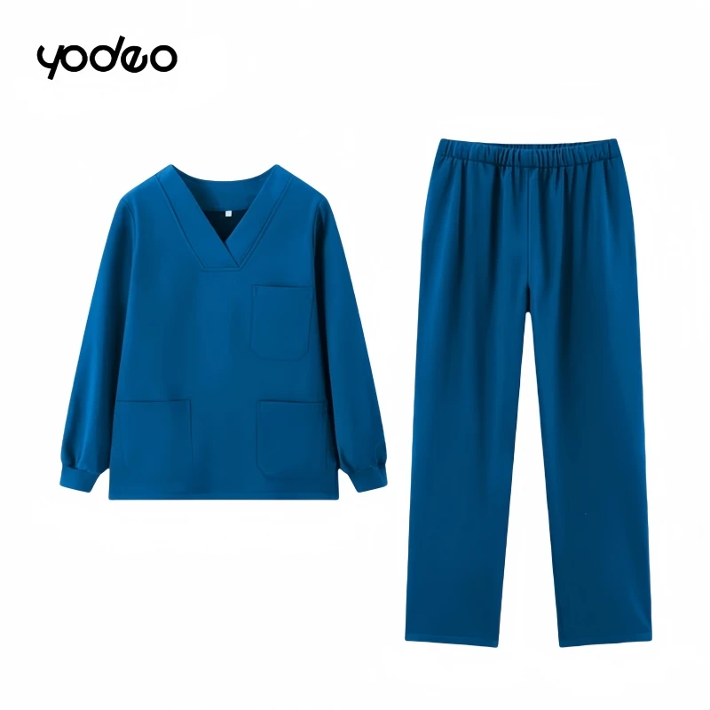 S-4XL Winter adding velvet thickening long sleeved brushing hand clothes Four sided elastic material velvet hand washing clothes