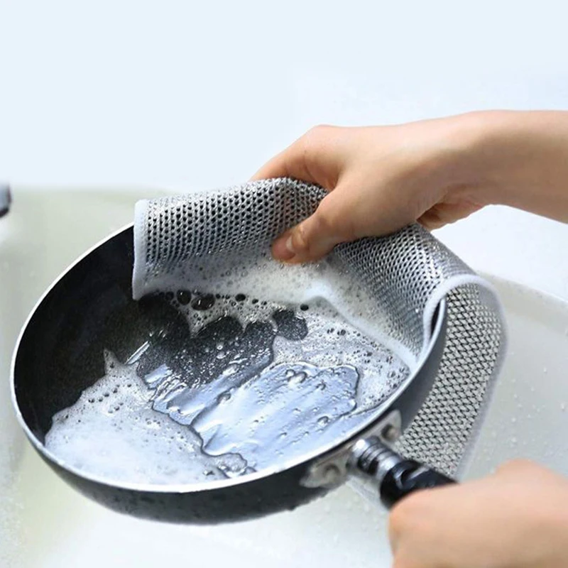 

Многофункциональные проволочные тряпки для мытья посуды для влажной и сухой уборки, двухслойные многоразовые тряпки для мытья посуды, для кастрюль, посуды, варочной панели, кухни