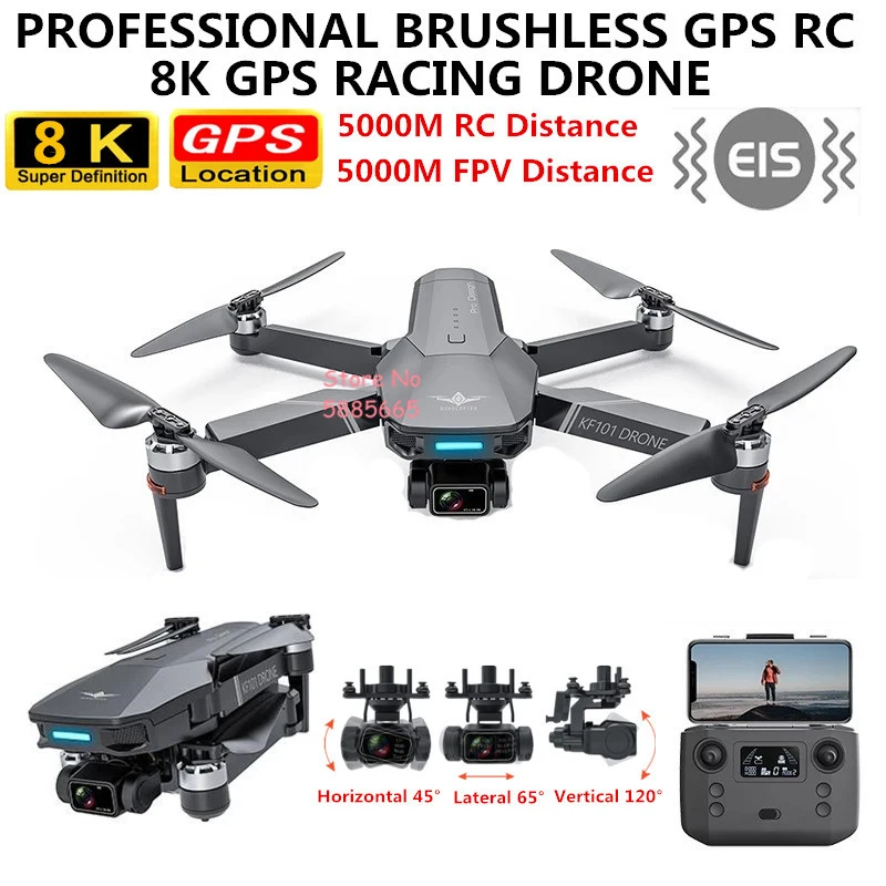 

5000M 8K Camera EIS Anti Shake Brushless GPS Follow Me WIFI FPV RC Quadcopter 5G 3Axis Gimbal One Key Return WIFI RC Drone Model