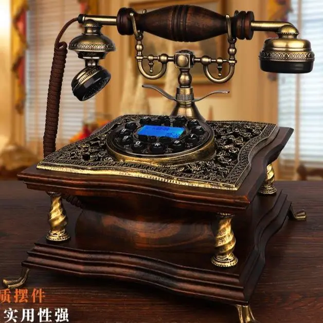 Solid Wood Telephone Vintage American Household Classical Telephone