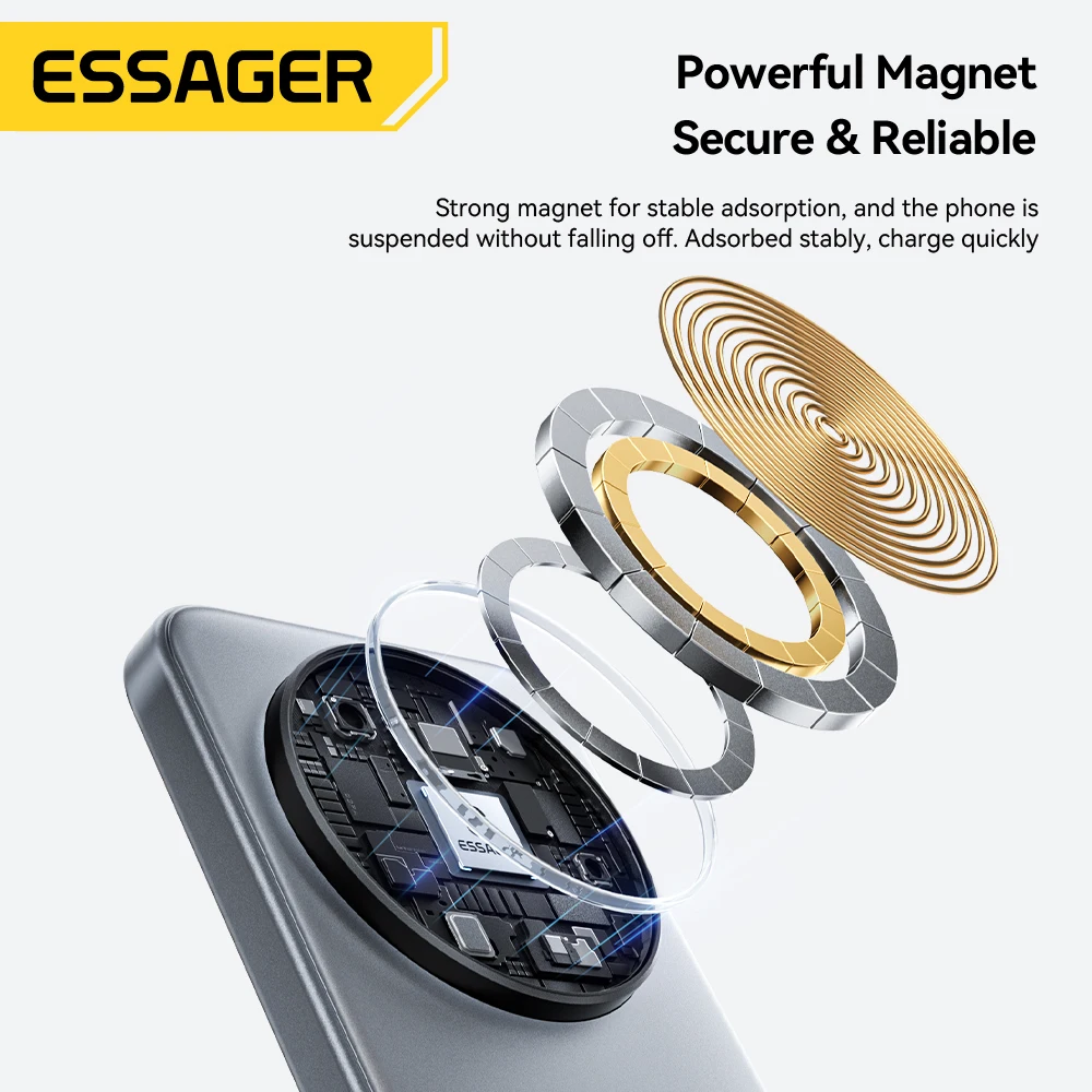 ESSAGER 15W 3-in-1 Magnetic Wireless Charging Station Foldable Charger Stand for iPhone AirPods Watch Phone Holder Fast Charger