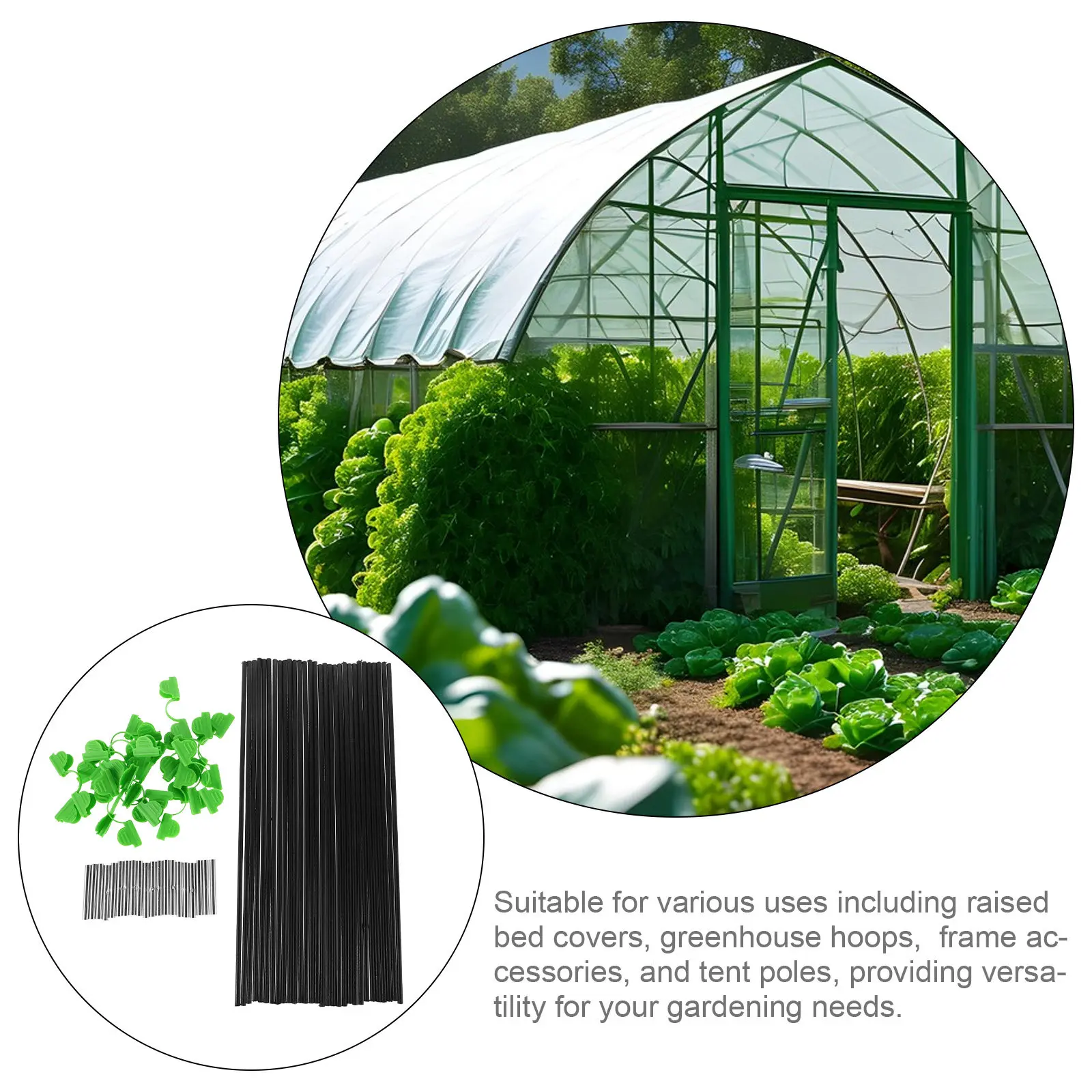 1Set Garden Hoops Grow Tunnel Sturdy Frame for Greenhouse Supports Adjustable DIY Plant Cover Kit Weather Resistant Lightweight