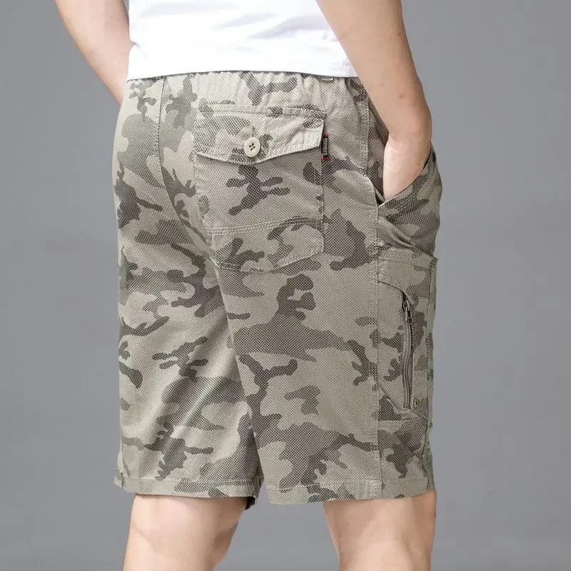 thumbnail image 1 of Pantalones cortos para hombre de algodón camuflaje pantalones cortos cargo para hombre con cremallera multibolsillos camuflaje ancho elástico hombre elegante al por mayor, 1 of 4